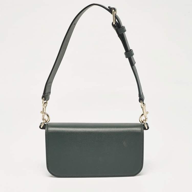 Pre Owned Valentino Dark Green Leather Small Loco Shoulder Bag