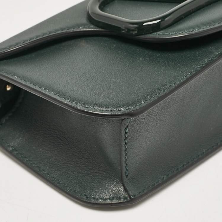 Pre Owned Valentino Dark Green Leather Small Loco Shoulder Bag