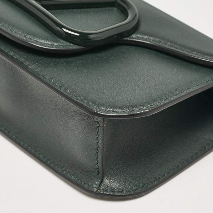 Pre Owned Valentino Dark Green Leather Small Loco Shoulder Bag