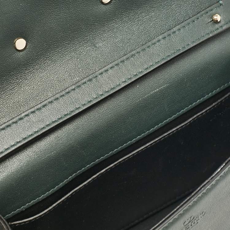 Pre Owned Valentino Dark Green Leather Small Loco Shoulder Bag