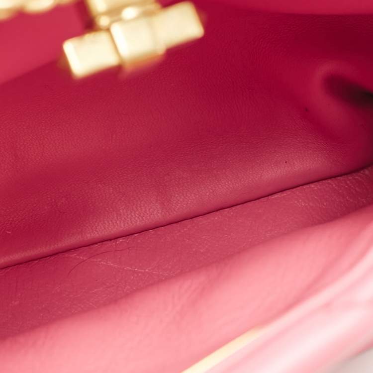Pre Owned Valentino Pink Quilted Leather Small Roman Stud Top Handle Bag