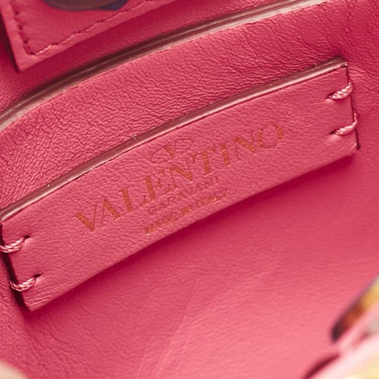 Pre Owned Valentino Pink Quilted Leather Small Roman Stud Top Handle Bag
