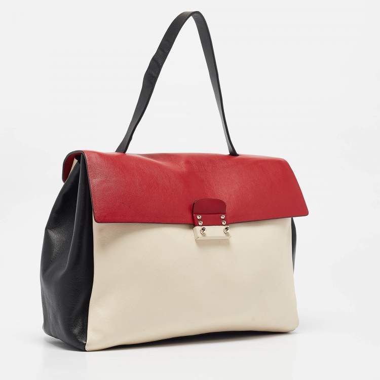 Pre Owned Valentino Multicolor Leather Mime Top Handle Bag