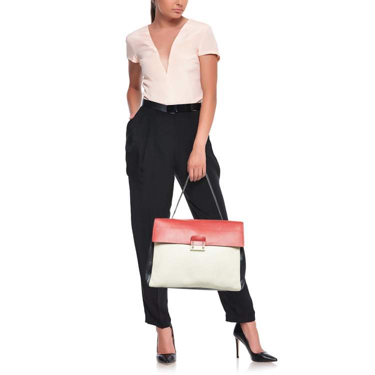 Pre Owned Valentino Multicolor Leather Mime Top Handle Bag