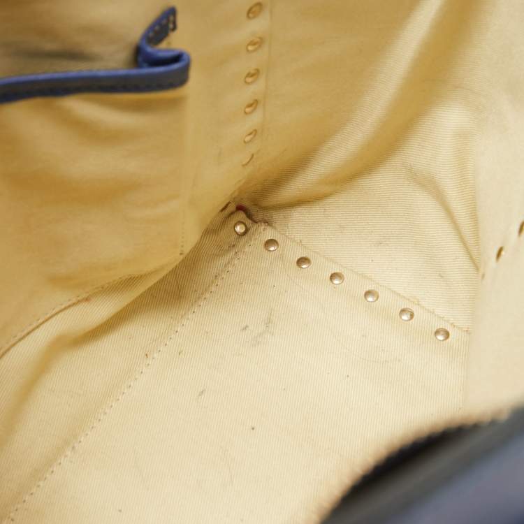 Pre Owned Valentino Blue Leather Rockstud Trapeze Tote