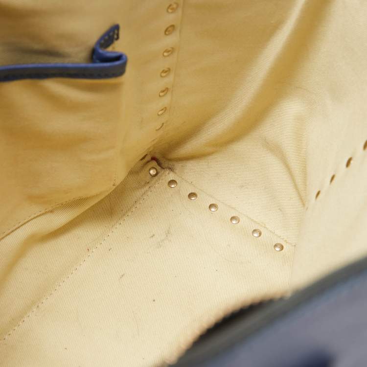 Pre Owned Valentino Blue Leather Rockstud Trapeze Tote