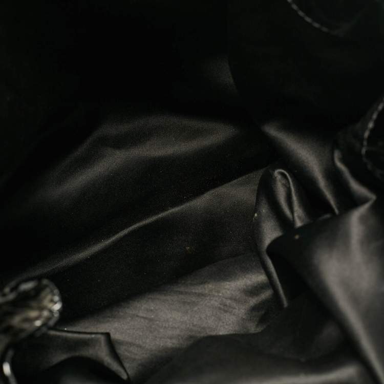 Pre Owned Valentino Black Patent Leather and Satin Rose Applique Tote