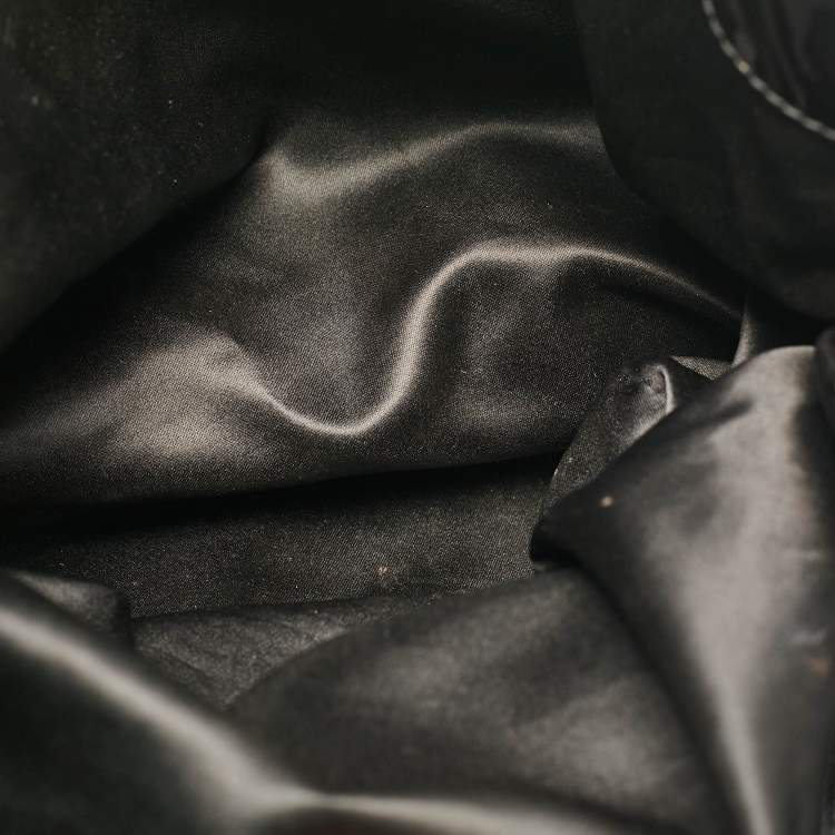 Pre Owned Valentino Black Patent Leather and Satin Rose Applique Tote