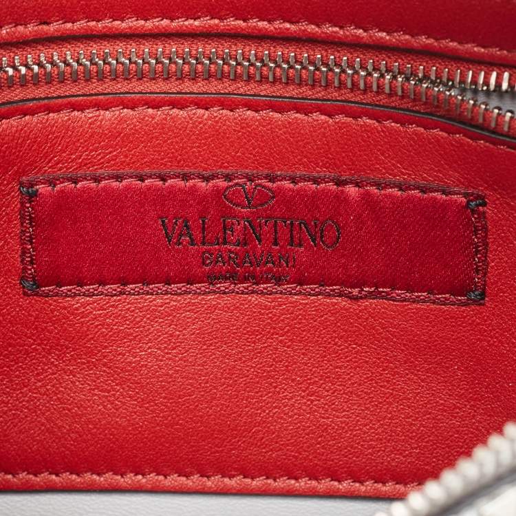 Pre Owned Valentino Silver Quilted Patent Leather Rockstud Spike Belt Bag