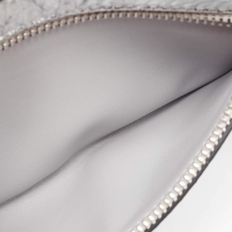 Pre Owned Valentino Silver Quilted Patent Leather Rockstud Spike Belt Bag