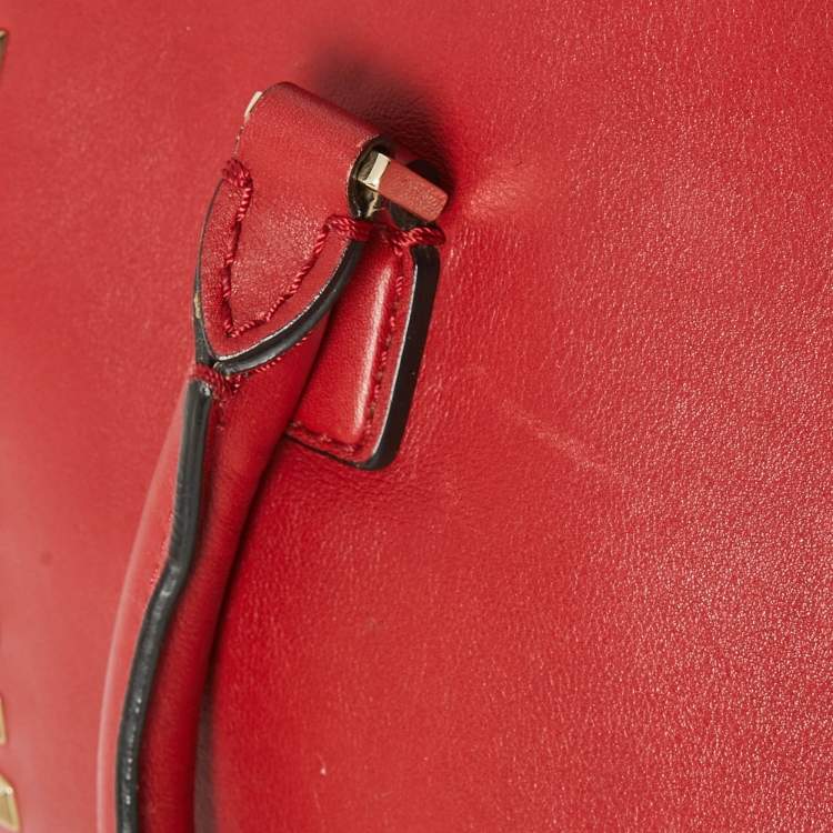 Pre Owned Valentino Red Leather Rockstud Trapeze Tote