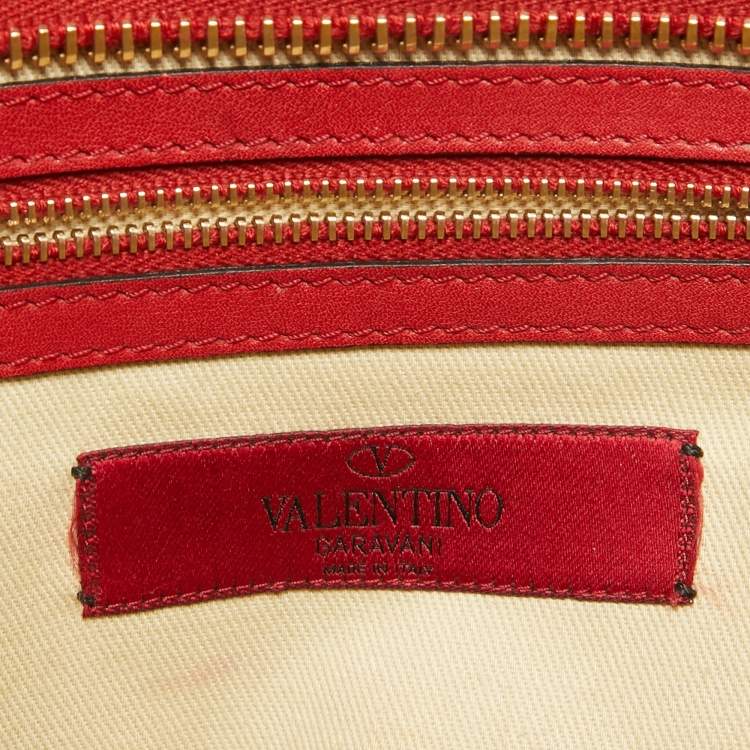 Pre Owned Valentino Red Leather Rockstud Trapeze Tote