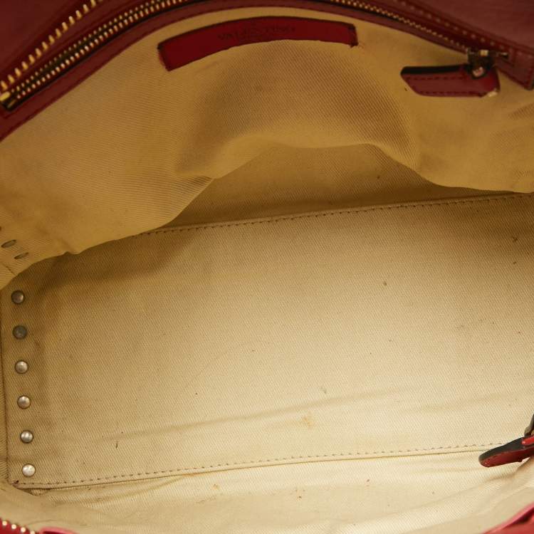 Pre Owned Valentino Red Leather Rockstud Trapeze Tote