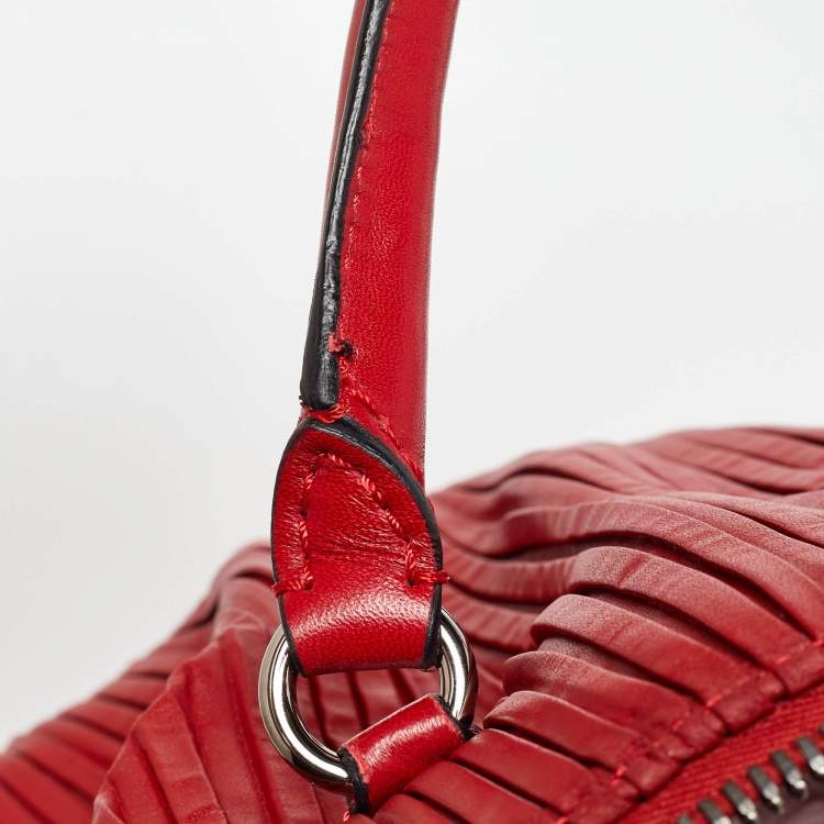 Pre Owned Valentino Red Leather Rosette Satchel
