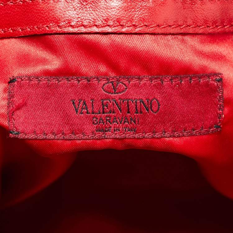 Pre Owned Valentino Red Leather Rosette Satchel