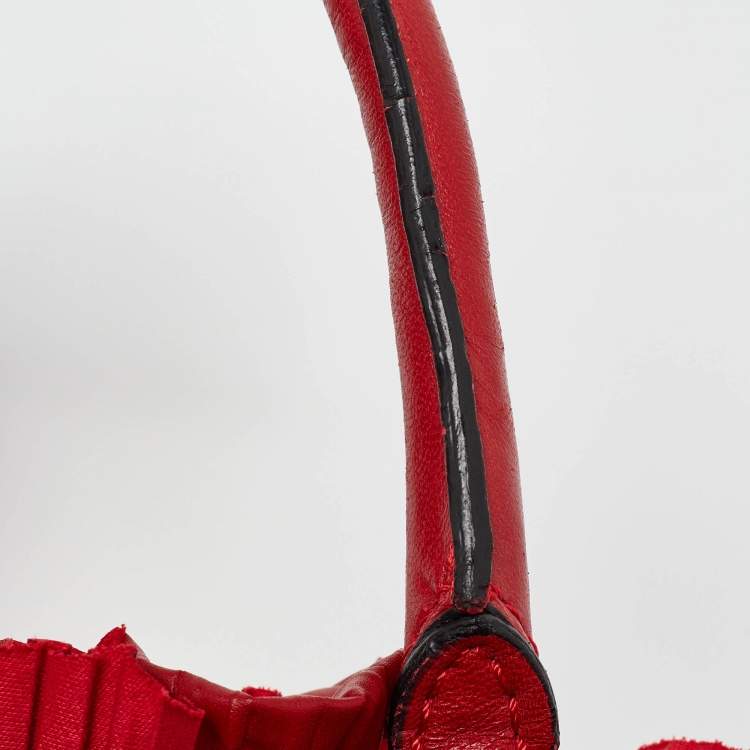 Pre Owned Valentino Red Leather Rosette Satchel
