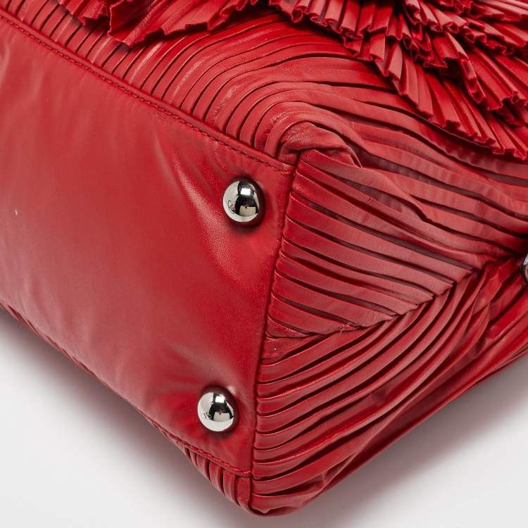 Pre Owned Valentino Red Leather Rosette Satchel