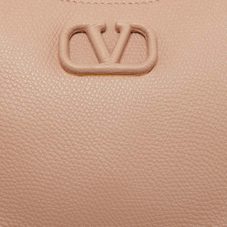 Pre Owned Valentino Beige Leather Mini Escape V Logo Hobo