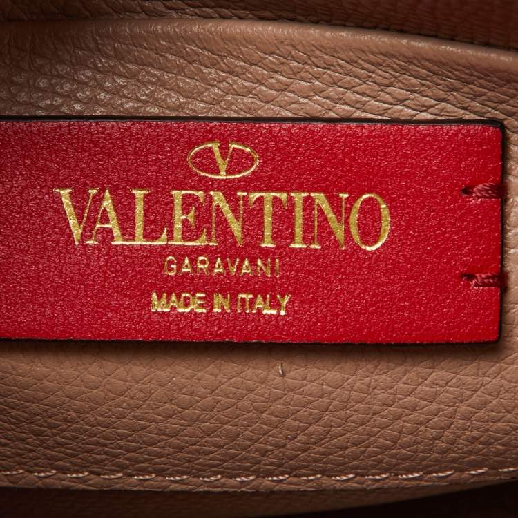 Pre Owned Valentino Rose Cannelle Leather Mini VLogo Hobo