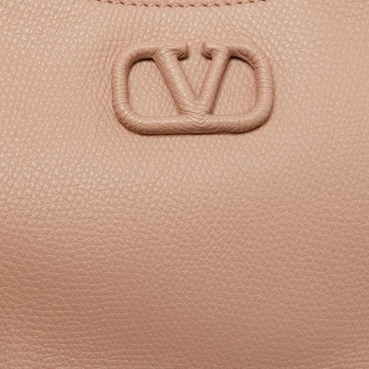 Pre Owned Valentino Rose Cannelle Leather Mini VLogo Hobo