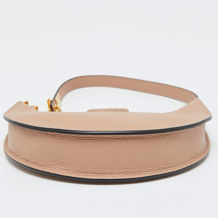 Pre Owned Valentino Rose Cannelle Leather Mini VLogo Hobo