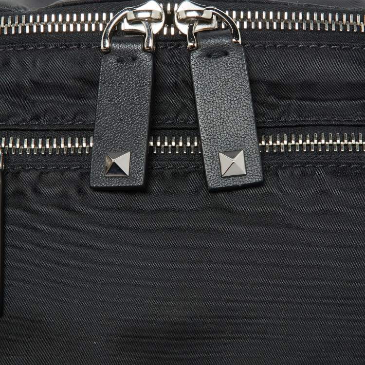 Pre Owned Valentino Black Nylon and Leather Belt Bag