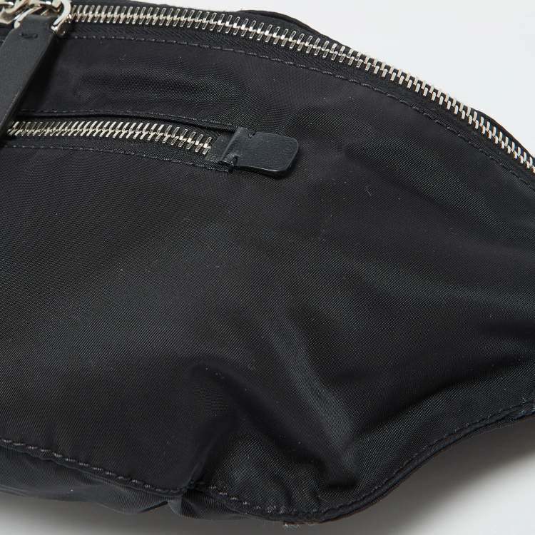 Pre Owned Valentino Black Nylon and Leather Belt Bag