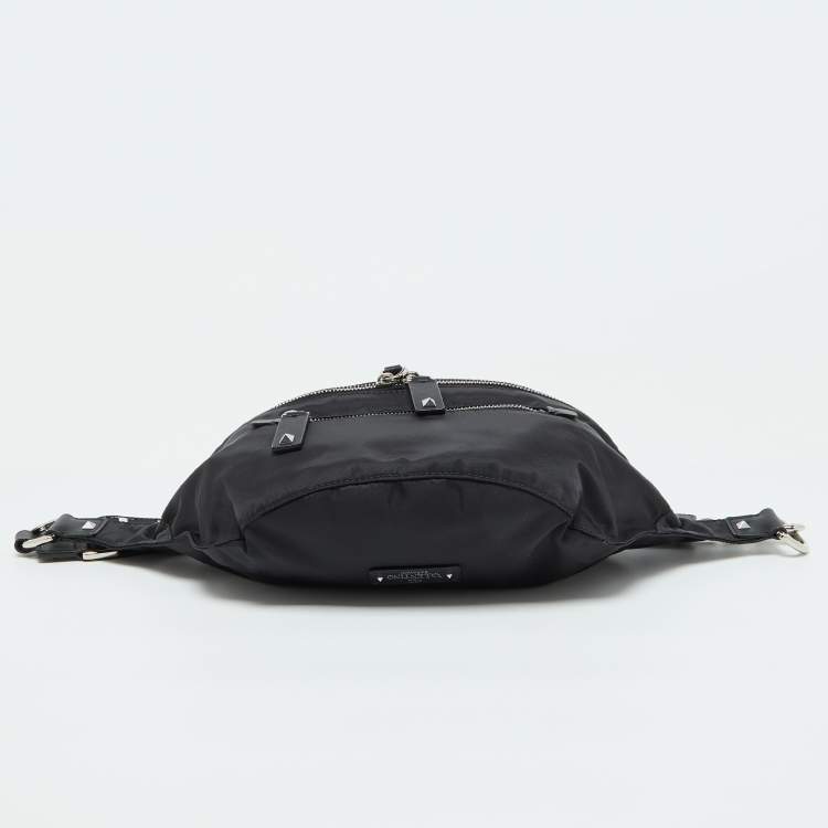 Pre Owned Valentino Black Nylon and Leather Belt Bag