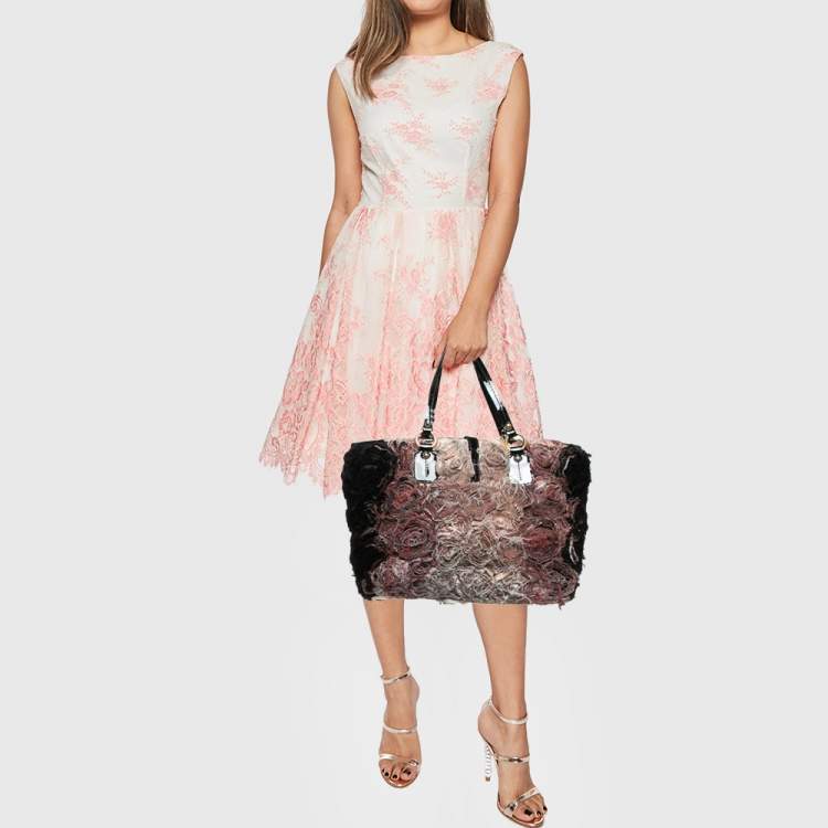 Pre Owned Valentino Multicolor Satin and Patent Leather Rosier Tote