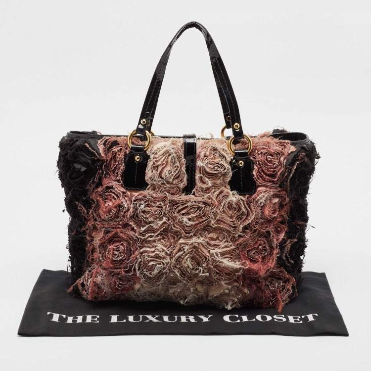 Pre Owned Valentino Multicolor Satin and Patent Leather Rosier Tote