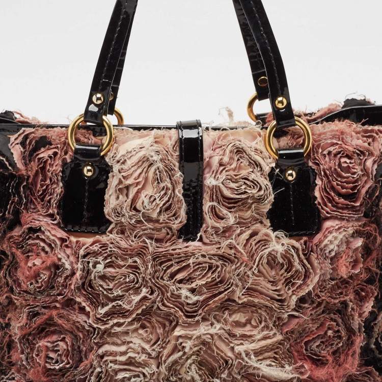 Pre Owned Valentino Multicolor Satin and Patent Leather Rosier Tote