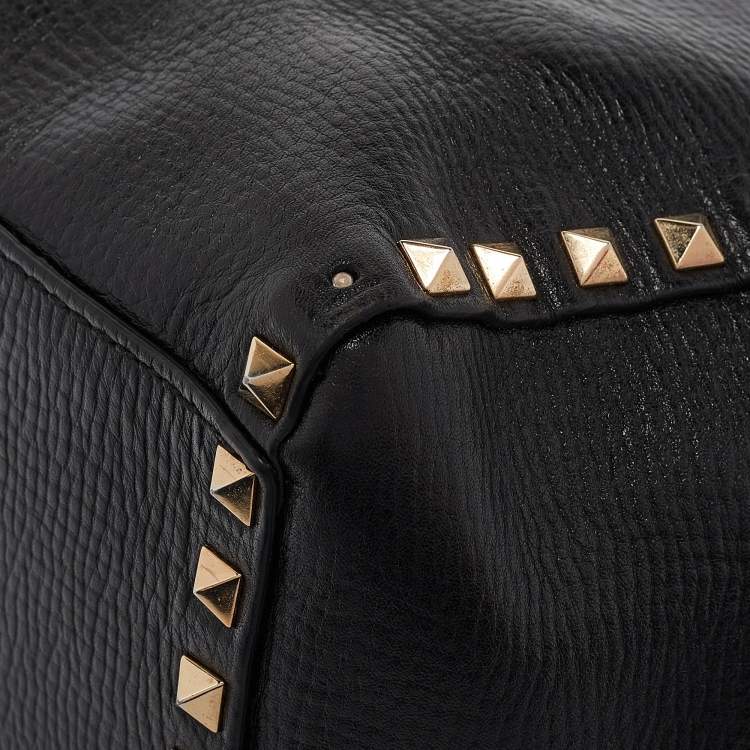 Pre Owned Valentino Black Leather Small Rockstud Trapeze Tote