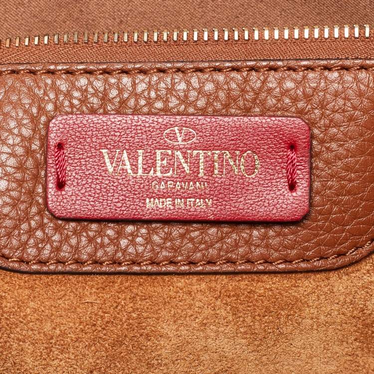 مملوكة مسبقًا Valentino Brown Leather Rockstud Tote