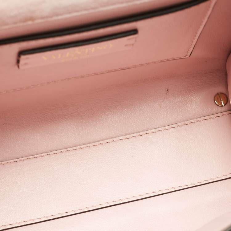 Pre Owned Valentino Pink Suede Crystals Mini VSling Top Handle Bag