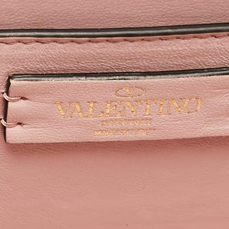Pre Owned Valentino Pink Suede Crystals Mini VSling Top Handle Bag