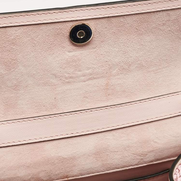 Pre Owned Valentino Pink Suede Crystals Mini VSling Top Handle Bag