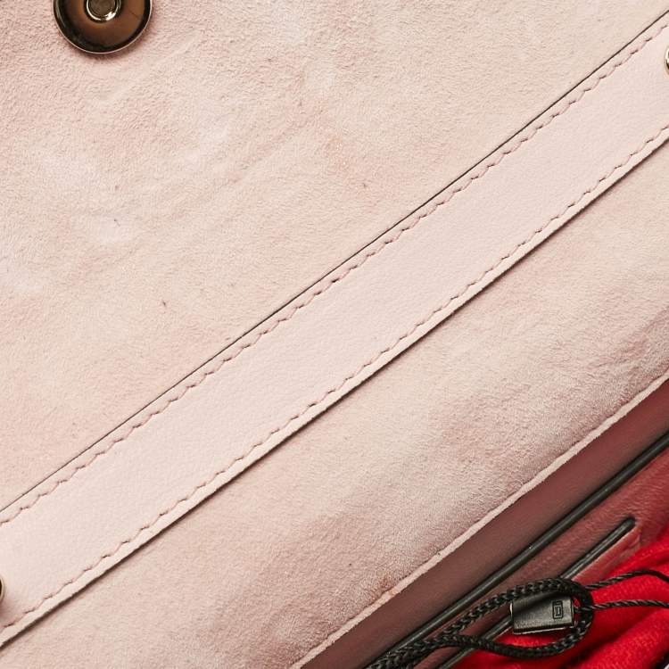 Pre Owned Valentino Pink Suede Crystals Mini VSling Top Handle Bag