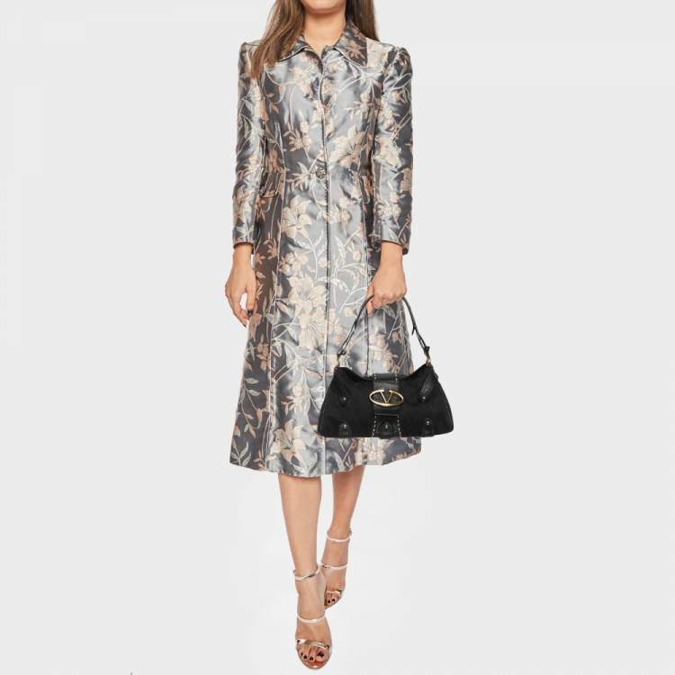 Pre Owned Valentino Black Canvas and Leather Embellished Satchel