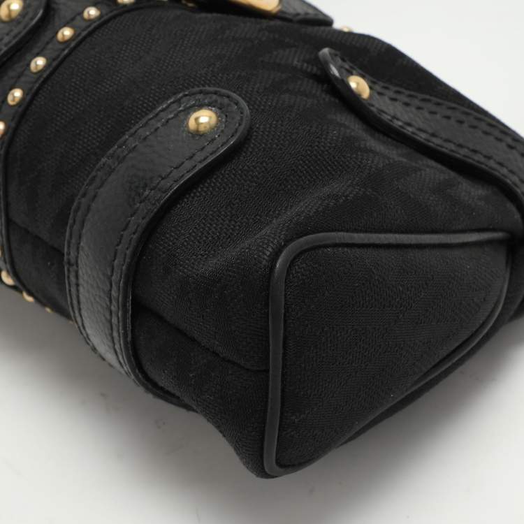 Pre Owned Valentino Black Canvas and Leather Embellished Satchel