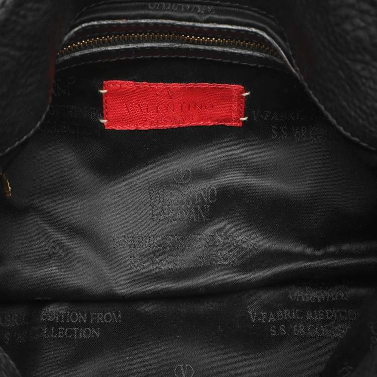 Pre Owned Valentino Black Canvas and Leather Embellished Satchel