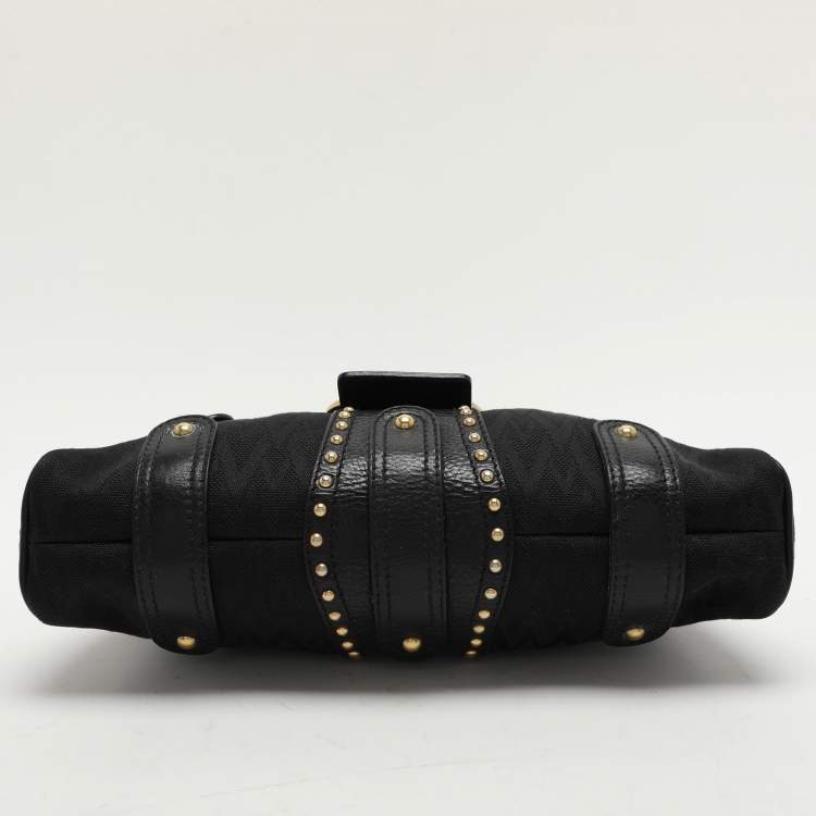 Pre Owned Valentino Black Canvas and Leather Embellished Satchel