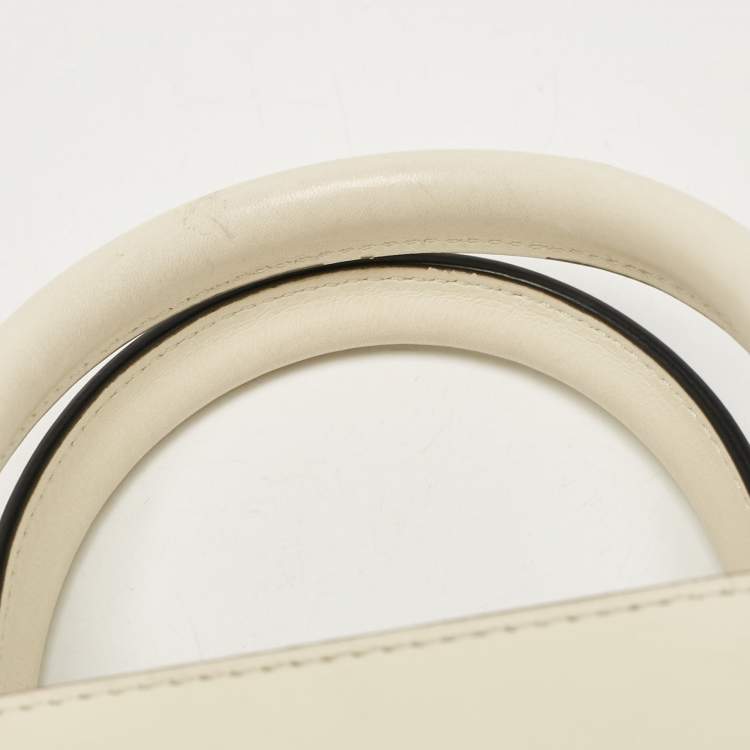 Pre Owned Valentino Off White Leather Small VLogo Walk Tote