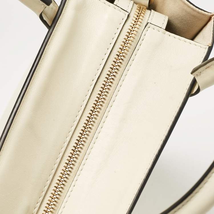 Pre Owned Valentino Off White Leather Small VLogo Walk Tote