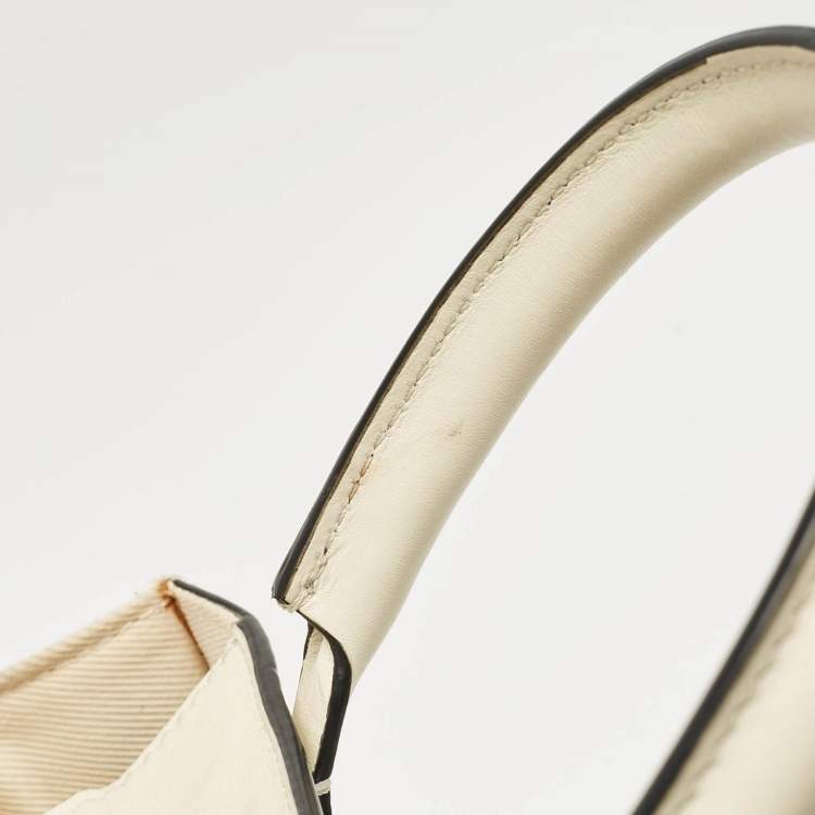 Pre Owned Valentino Off White Leather Small VLogo Walk Tote