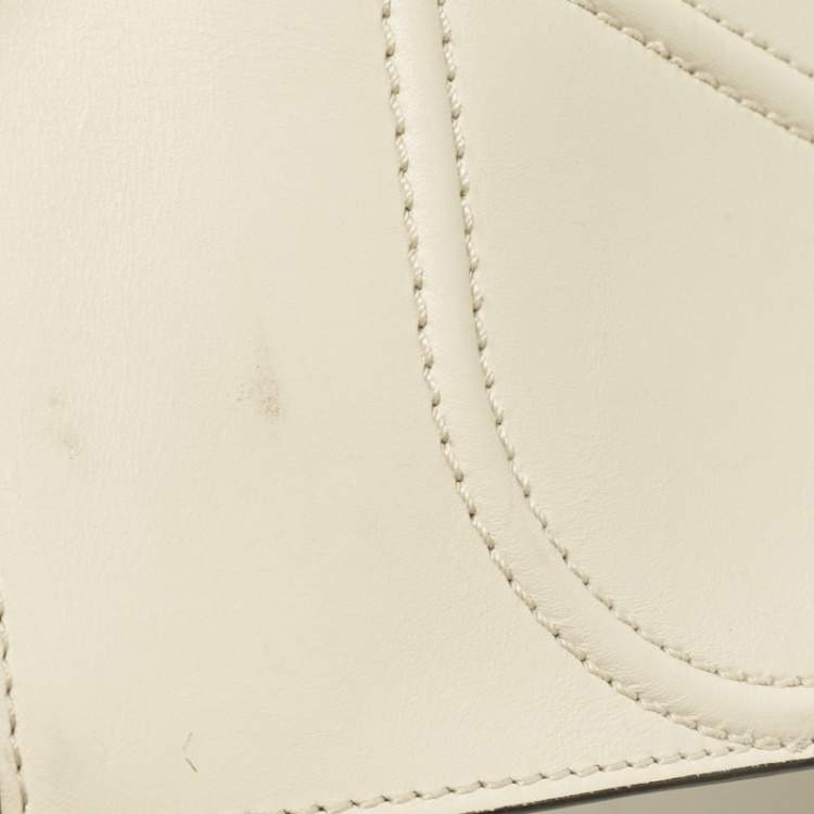 Pre Owned Valentino Off White Leather Small VLogo Walk Tote