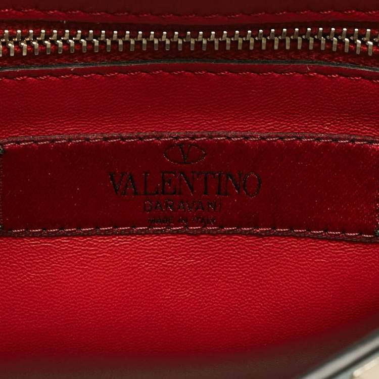 Pre Owned Valentino Light Blue Leather Medium Rockstud Spike Top Handle Bag
