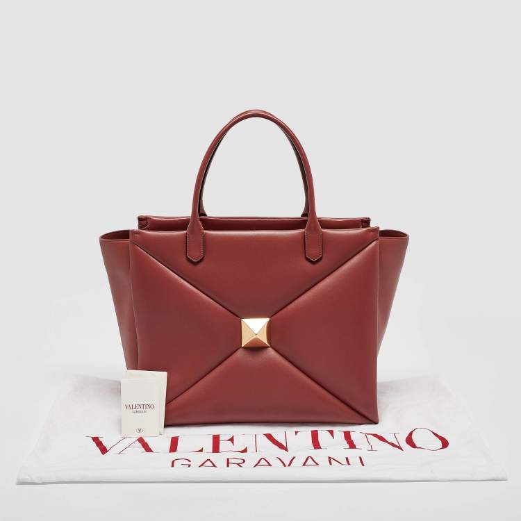Pre Owned Valentino Brick Red Leather One Stud Tote