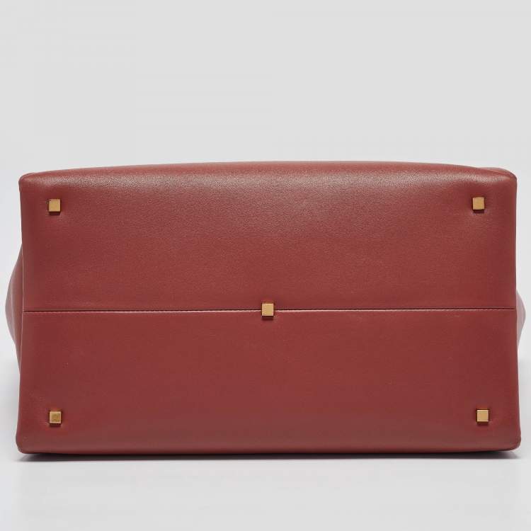 Pre Owned Valentino Brick Red Leather One Stud Tote