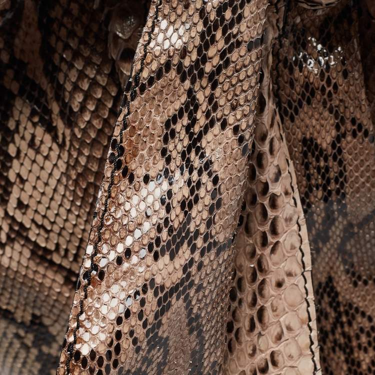 Pre Owned Valentino Beige/Brown Water Snake Bow Hobo