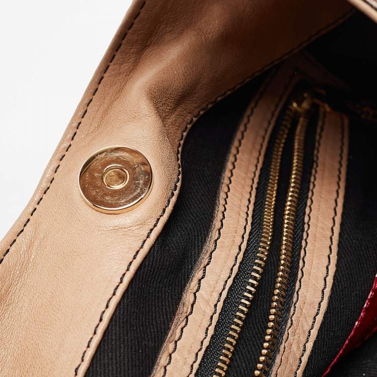 Pre Owned Valentino Beige/Brown Water Snake Bow Hobo